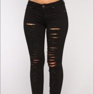 Black Distressed Skinny Jeans